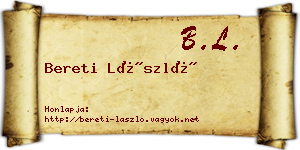 Bereti László névjegykártya